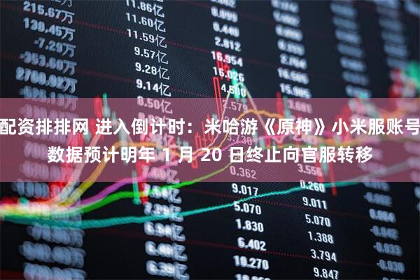 配资排排网 进入倒计时：米哈游《原神》小米服账号数据预计明年 1 月 20 日终止向官服转移
